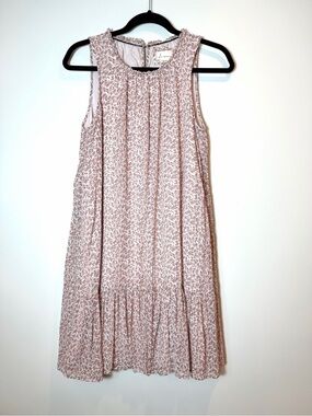 By Anthropologie "Natalie" Flounced Pink White Cottagecore Dress Size Small